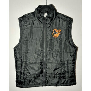 Baltimore Orioles MLB Black Puffer Vest Packable w/ bag Sz M